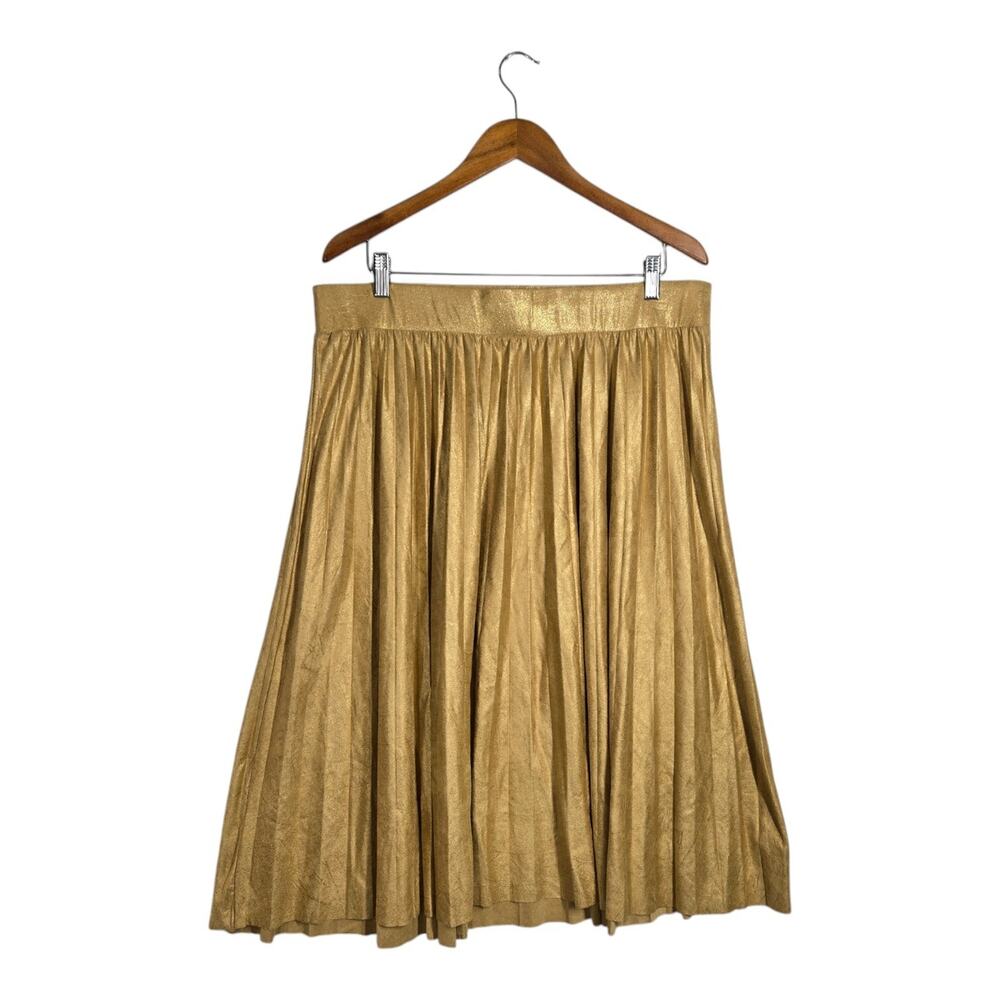Torrid Insider Collection Skirt Size 1 Gold Metallic Pleated Midi Party Holiday